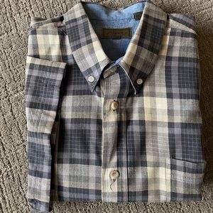 Roper S/S shirt EUC 2XL tan blue lt blue